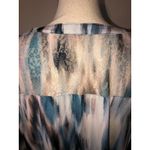 Tunic Top Size XL Lace Pleated Slinky Stretchy Knit Short Sleeve Blue Neutral Photo 3