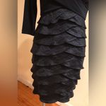 Adrianna Papell Mermaid Ruffle Layered Ruffles Dark Blue Low Cut V Neck … Photo 3