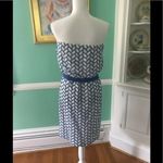 Joy Joy  Blue and White Strapless Dress Size Med Photo 1