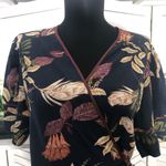 Johnny Was Jade floral pattern rust orange cream navy blue wrap midi dress Sz M Photo 8