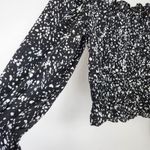 A New Day Black White Smocked Long Sleeve Square Neck Blouse Top L Photo 2