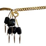 Vintage Gold Chain Belt With Black Dangling Beads And Metal Spikes Photo 1