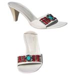 Donald Pliner White Leather Shoe Colorful Stones Shoe Sandal Slide NWT $275 Size 7 Photo 4