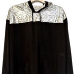 Victoria's Secret  Sport Metallic Foil‎ Pullover Track Hoodie Black Silver Medium Photo 2