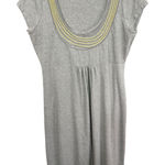 Boden Size 10 Dress Gray Shift Cap Sleeve Yellow Embroidered Neck Knee 1029‎ Photo 0