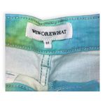 We Wore What Womens blue tie-dyed flare bell shorts Photo 5