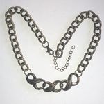 Brass Tone & Amber CZ Rhinestone Chunky Link Chain Retro Boho Necklace Photo 0