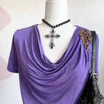 Purple Cowl Neck Blouse, Y2K‎ Glam, Quiet Luxury, Vintage, Large, Eveningwear Photo 1