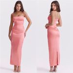 House Of CB  'Costanza'‎ Bright Peach Maxi Dress NWOT Size L Photo 2