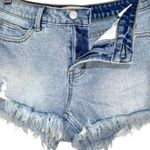 Angel Kiss Floral Embroidered Distressed Fray Hem Mid Rise Denim Shorts NWOT Photo 4