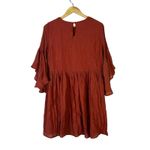 Umgee  Floral Embroidered Bell Sleeve Babydoll Mini Dress Womens M Rust Western Photo 4