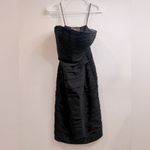 Monique Lhuillier  Black Strapless Ruched Chiffon Bridesmaids Dress, Size 4 Photo 2
