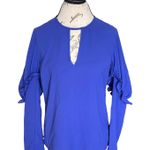 EXPRESS  Womens Blouse Sz Small Blue Long Sleeve Office Work Wear Business Retro Photo 1
