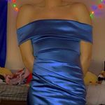 Windsor  Strapless Satin Dress in Blue Photo 0