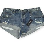 One Teaspoon new š¤ Low Waist Bandits Distressed Denim Shorts š¤ Used Blue š¤ 33 Photo 4