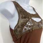 Arden B Brown Crochet Y2K Bodycon Dress XS Cutout Festival Boho Sexy Club Ruched Photo 2