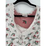 Vtg Mary Engelbreit Red Cherry Pajama Set Eyelet Lace Gingham Plaid Large 2 Pc White Photo 8