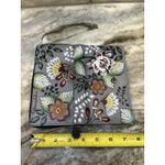 Anuschka Women's Hand Painted Wallet Floral Design Gray Green Leaves Photo 7
