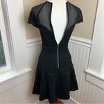 Rebecca Taylor  Black Fit & Flare Dress Silk Blend Sheer Sleeves Size 2 Photo 2