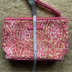 Vera Bradley  “Camocat” Wristlet - Pink & White Mesh w/ Gold Sequins - EUC Photo 3