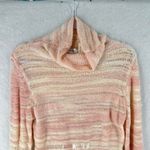 Decree Womens Sweater Size L Pink Cream Long Sleeve Open Knit Turtleneck Photo 9