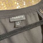 Torrid Black Sheer Balloon Sleeve Goth Embroidered Chiffon Peasant Top Size 1 14 Photo 2