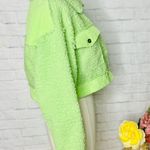 Boutique Lime Green Cropped Sherpa Jacket Photo 7