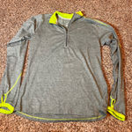 Nike  Running‎ Pullover Top Thumb Holes Dri-Fit Athletic Gray Neon Green M Photo 0