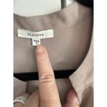 Pleione  Taupe Solid Collared V-Neck Button Front‎ Pocket Tunic Top M Photo 2