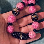 Rare Wedding Cake Italy Murano glass and Pink stone beads necklace Photo 1