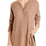 Free People  Intimately Sweater Womens Small Tan Around The Clock Ribbed Knit Photo 0