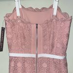 Gianni Bini  0 pink lace inset chiffon sleeveless midi dress belt bridesmaid Photo 4