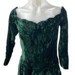 Women's Green Velvet Velour Handmade Half Sleeve Scalloped A Line Mini Dress S Photo 2