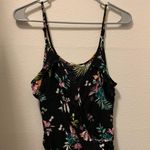 Ocean Drive Black Floral Ruffled Tank Top Photo 0