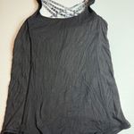 Lululemon  Workout Tank Top Black‎ Striped Built In Bra Size 4 Criss Cross Back Photo 0