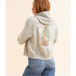 Ed Hardy Retro Y2K Mary Crop Hoodie Size Large Grey Spell Out Full Zip Photo 2