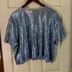 Parker Nina  Sequin Top Half Blue‎ Sparkly Party Blouse Short Sleeve 3X Photo 10