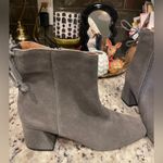 Corso Como  Charcoal Suede NWOB Pull On Ankle Booties w/ Tie Detail Block Heel Photo 4