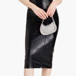 ROTATE Birger Christensen Skirt Leeds Pencil Midi Faux Leather Logo Black 8 Photo 0