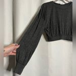 Colsie Dark Grey Cropped Lounge Pullover Long Sleeve Sweater Medium Gray Photo 6