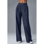 Alo Yoga Alo Suit Up Trousers Navy High-Rise Waist Windbreaker Wide Leg Edgy Slacks Pants Photo 1