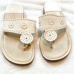 Apostrophe Jaquie Leather Thong Whipstitch Sandals Ivory White Size 6 Photo 3