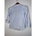 Karen Scott Pinstripe Shirt With Yellow Flower Print All Over‎ Button Down Cotton Shirt Sz S Photo 4