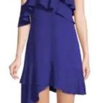 BCBGMAXAZRIA Royal Blue Asymmetrical Ruffle A-line Dress Photo 2