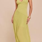 Pretty Little Thing Lime Woven Pleated Hem Detail Spaghetti Maxi Dress Photo 0