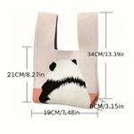 Chic Canvas Panda Pink‎ Casual Knit Style Satchel Wrist Strap Bag Versatile Pink Photo 7