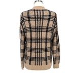 Joie  Plaid Cardigan V-Neck Sweater Beige Black Size Large Photo 5