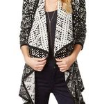 Bar III geometric open knit cardigan asymmetric hem Photo 0