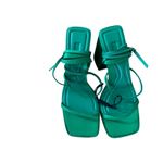 ZARA Green Satin Platform Strappy Wrap Heels Women Size 38 Photo 9