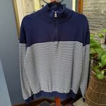 Weatherproof Vintage Navy and White Striped 1/4 Zip 100% Cotton Sweater L Photo 3